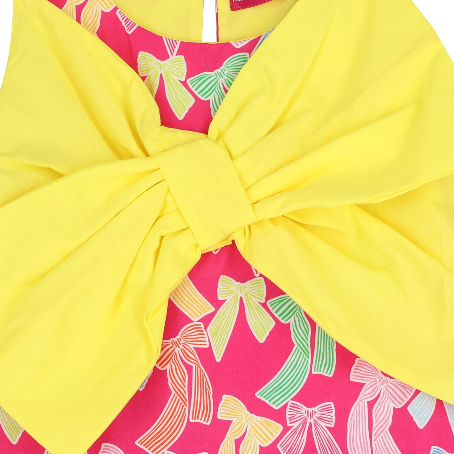 Girls Pink & Yellow Bow Dress, 1, hi-res