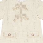 Girls Ivory & Gold Tweed Bow Dress, 1, hi-res