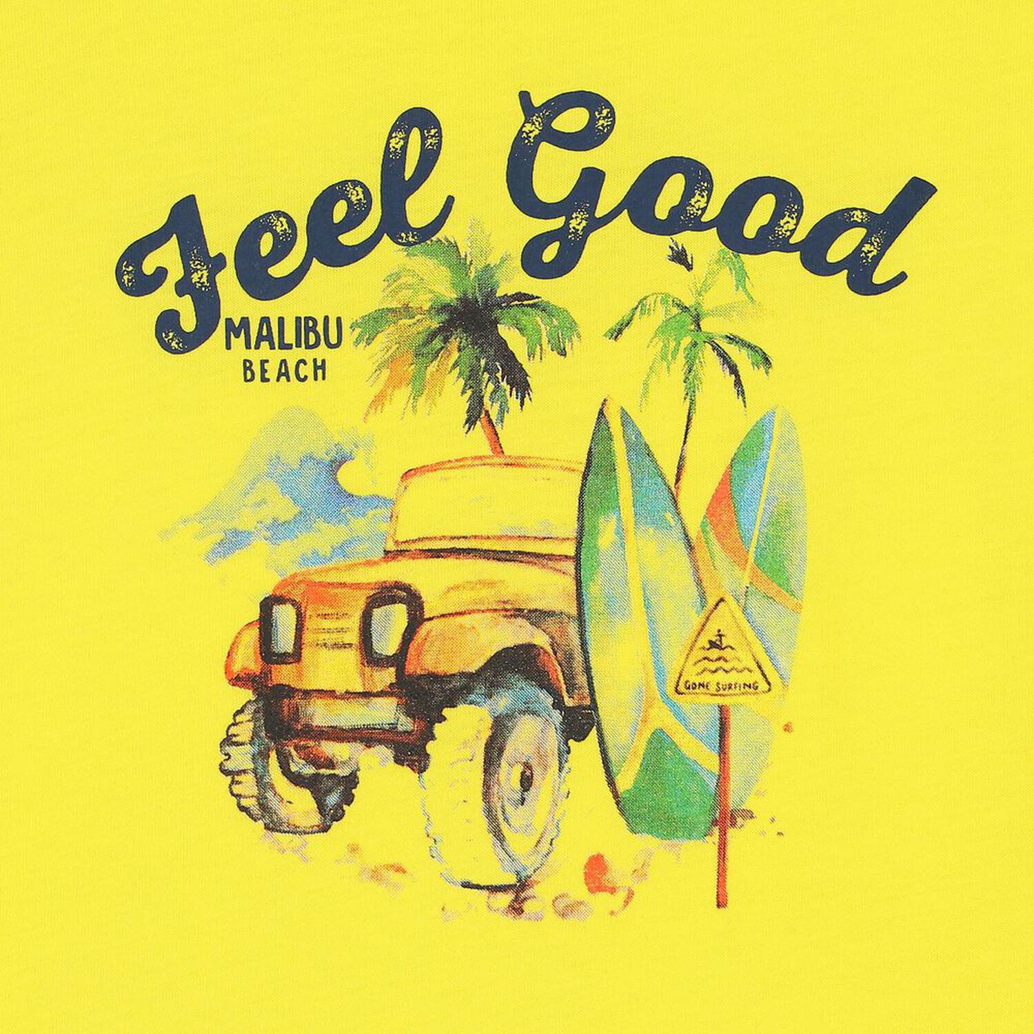 تيشيرت أولاد بطبعة الشاطئ باللون الأصفر, 1, hi-res image number null