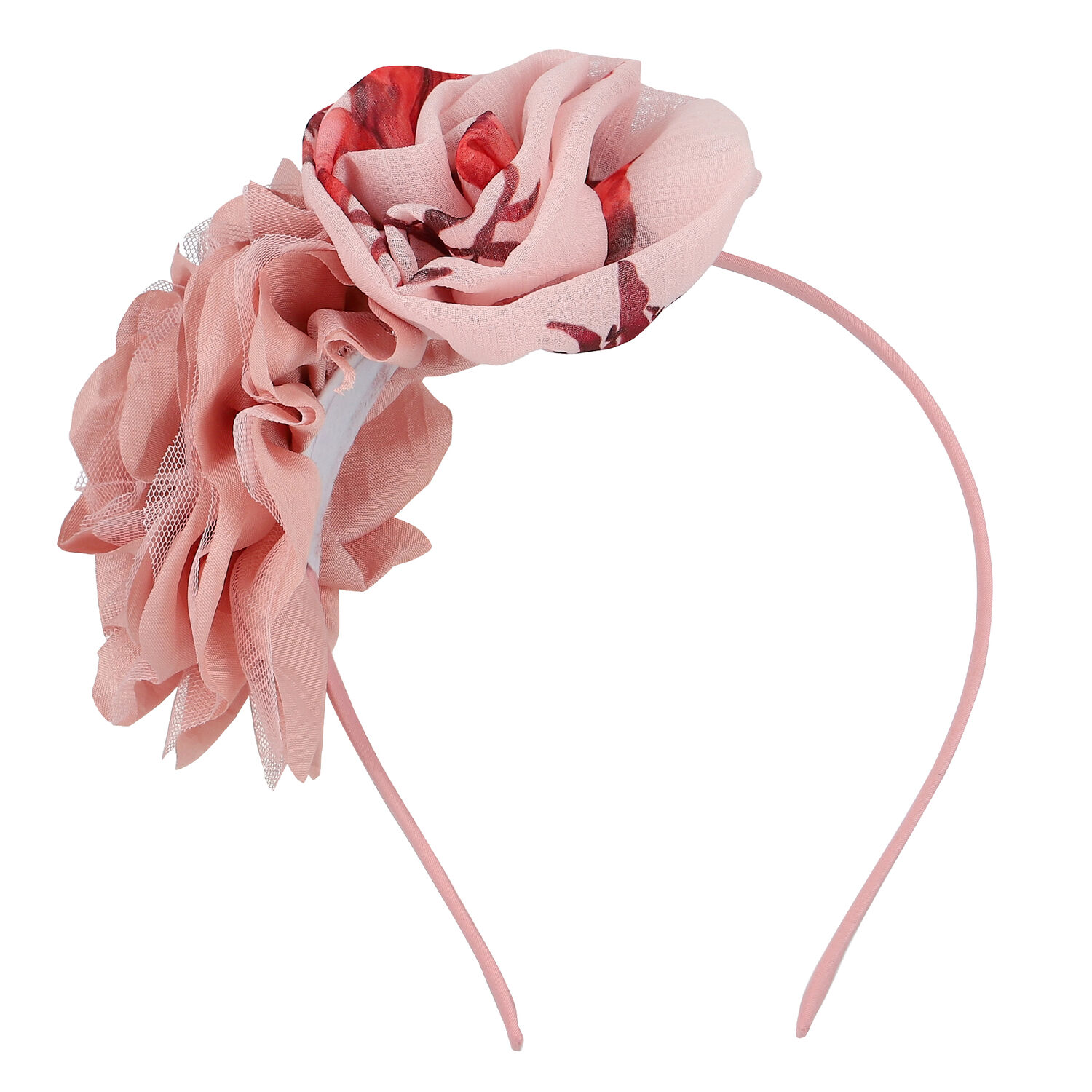 Girls Pink Floral Headband, 1, hi-res