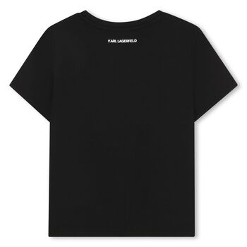 Girls Black Choupette Sequins T-Shirt