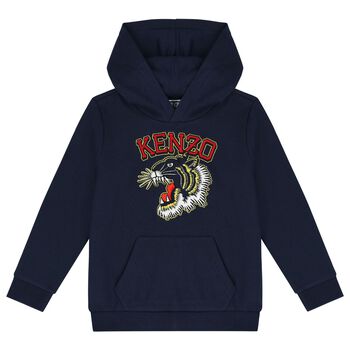 KENZO KIDS Boys Navy Blue Hooded Top, 1 Boys Navy Blue Hooded Top