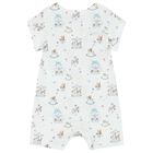 Baby Boys White & Blue Carousel Romper, 1, hi-res