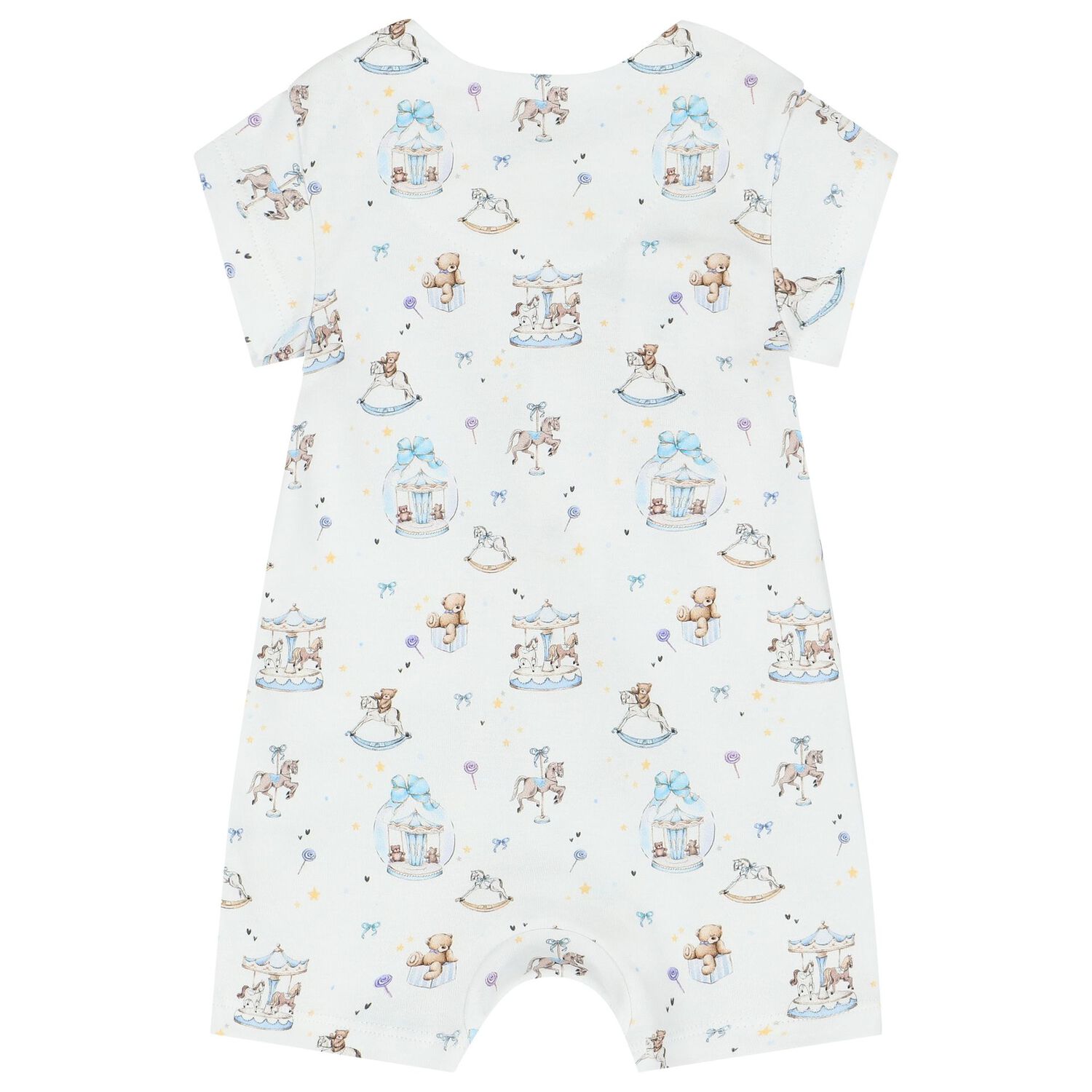 Baby Boys White & Blue Carousel Romper, 1, hi-res image number null