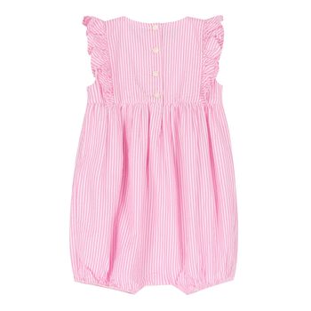 Baby Girls Pink & White Striped Logo Romper