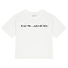 تي شيرت بالشعار باللون الأبيض مرصع بأحجار الراين للبنات, 1, hi-res