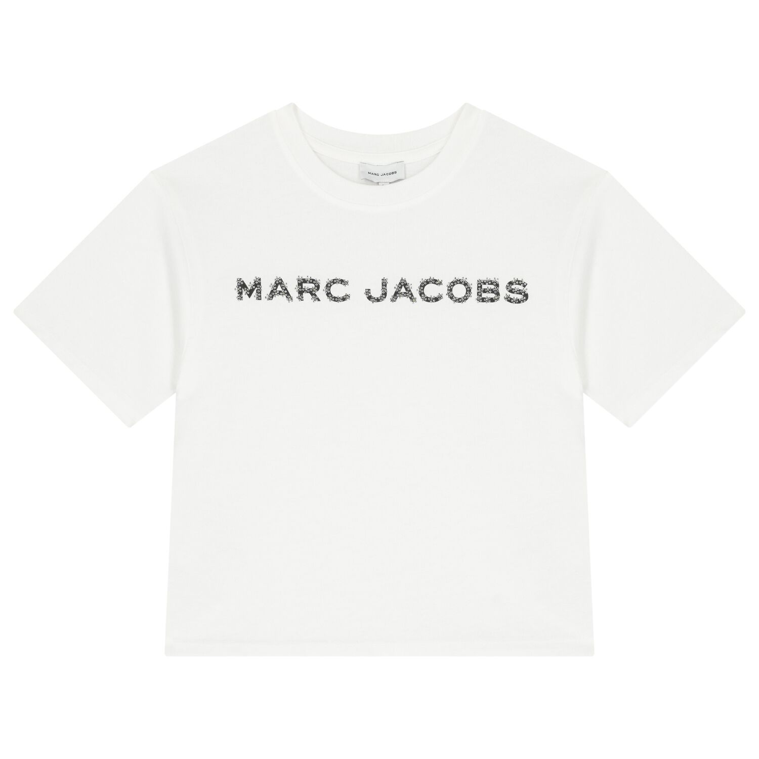 تي شيرت بالشعار باللون الأبيض مرصع بأحجار الراين للبنات, 1, hi-res image number null