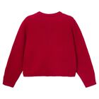 Girls Red Bow Knitted Cardigan, 5, hi-res