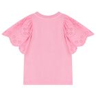Girls Pink Broderie Anglaise Top, 5, hi-res