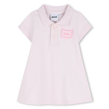 فستان بولو وردي اللون بشعار الطفلة