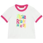 Girls White Logo Ribbed T-Shirt, 1, hi-res