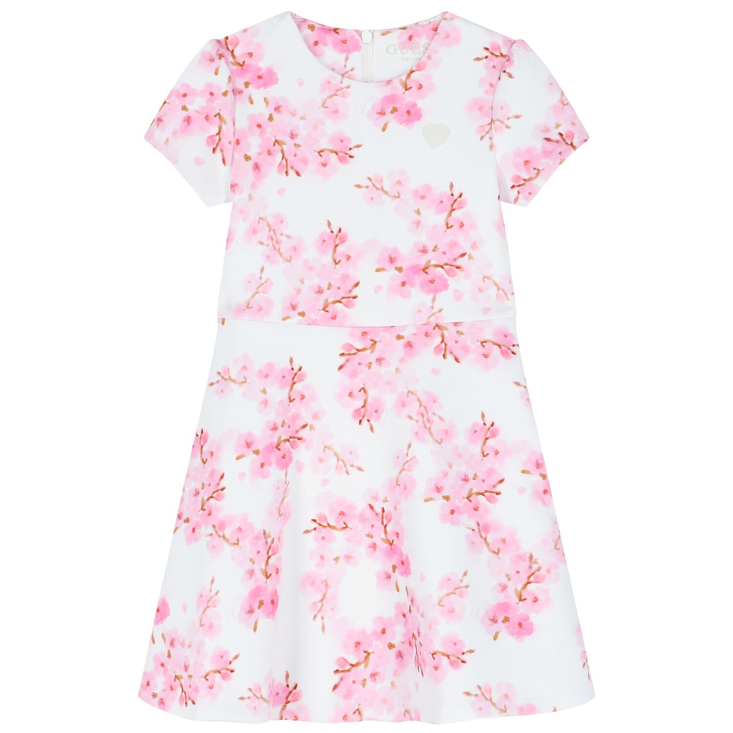 Girls White & Pink Logo Dress, 1, hi-res