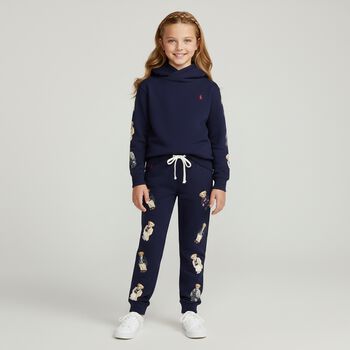 Girls Navy Blue Polo Bear Joggers