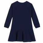 Girls Navy Bear Sweatshirt Dress, 1, hi-res