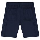 Boys Navy Blue Logo Shorts, 1, hi-res