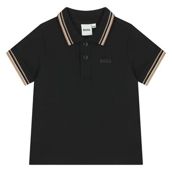 Younger Boys Black Logo Polo Shirt