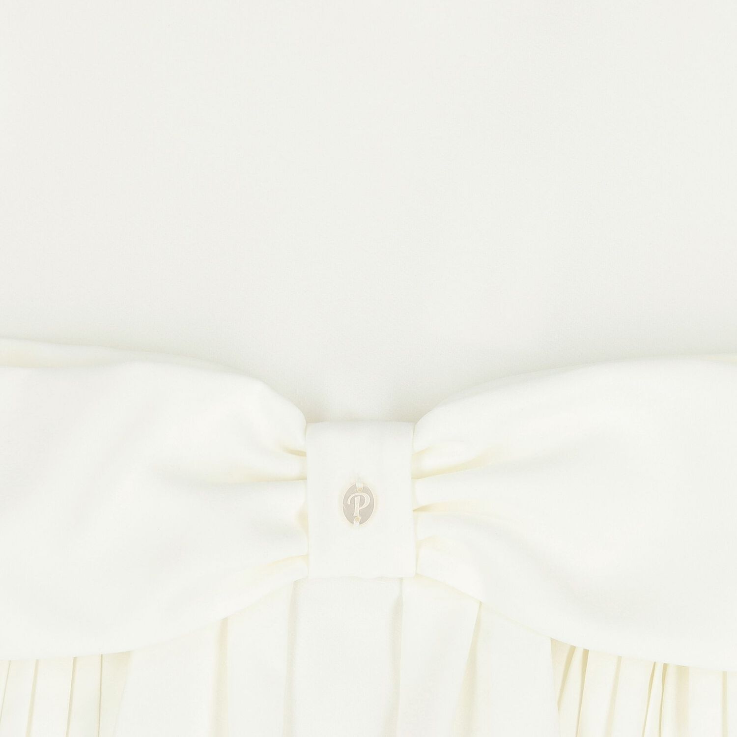 Girls White Bow Pleated Dress, 1, hi-res