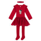 Baby Girls Red Swan Dress Set, 2, hi-res