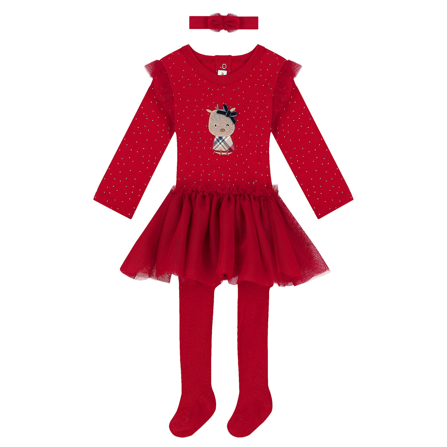 Baby Girls Red Swan Dress Set, 2, hi-res