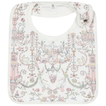 Baby Girls Ivory & Pink Toile de Jouy Bib