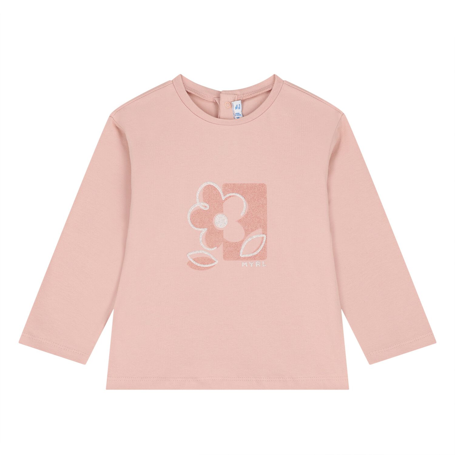 Younger Girls Pink Flower Long Sleeve Top, 1, hi-res