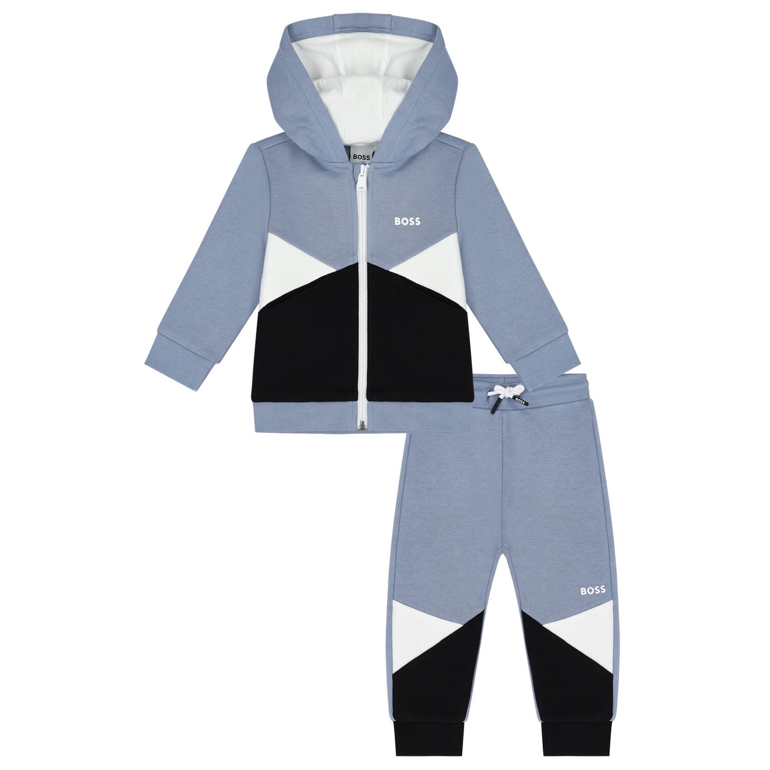 Younger Boys Blue & Black Logo Tracksuit, 1, hi-res