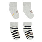 Baby Boys Grey & Navy Teddy Socks ( 2-Pack ) , 1, hi-res