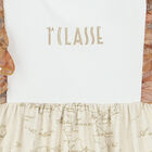 طقم فستان بنات بالشعار باللون الأبيض والعاجي, 1, hi-res