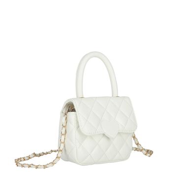Girls Ivory Heart Quilted Handbag