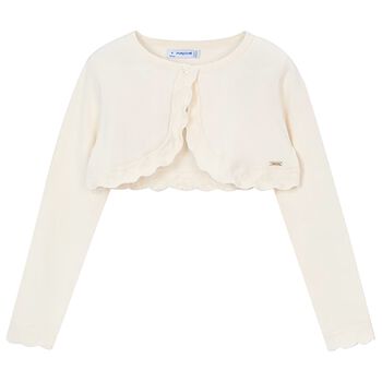 Girls Ivory Bolero Knit Cardigan