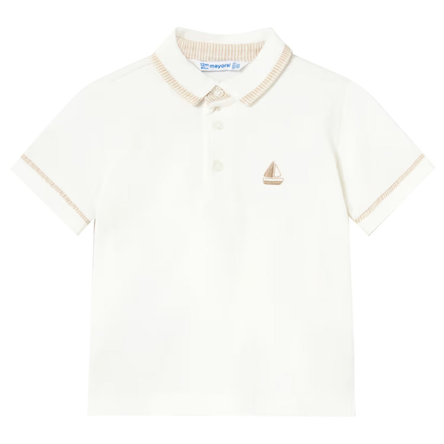 Younger Boys Ivory Boat Polo Shirt, 2, hi-res