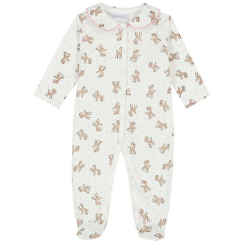 Baby Girls Ivory & Pink Fawn Babygrow