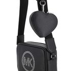 Girls Black Rhinestone Logo Leather Handbag ( 17CM ), 1, hi-res