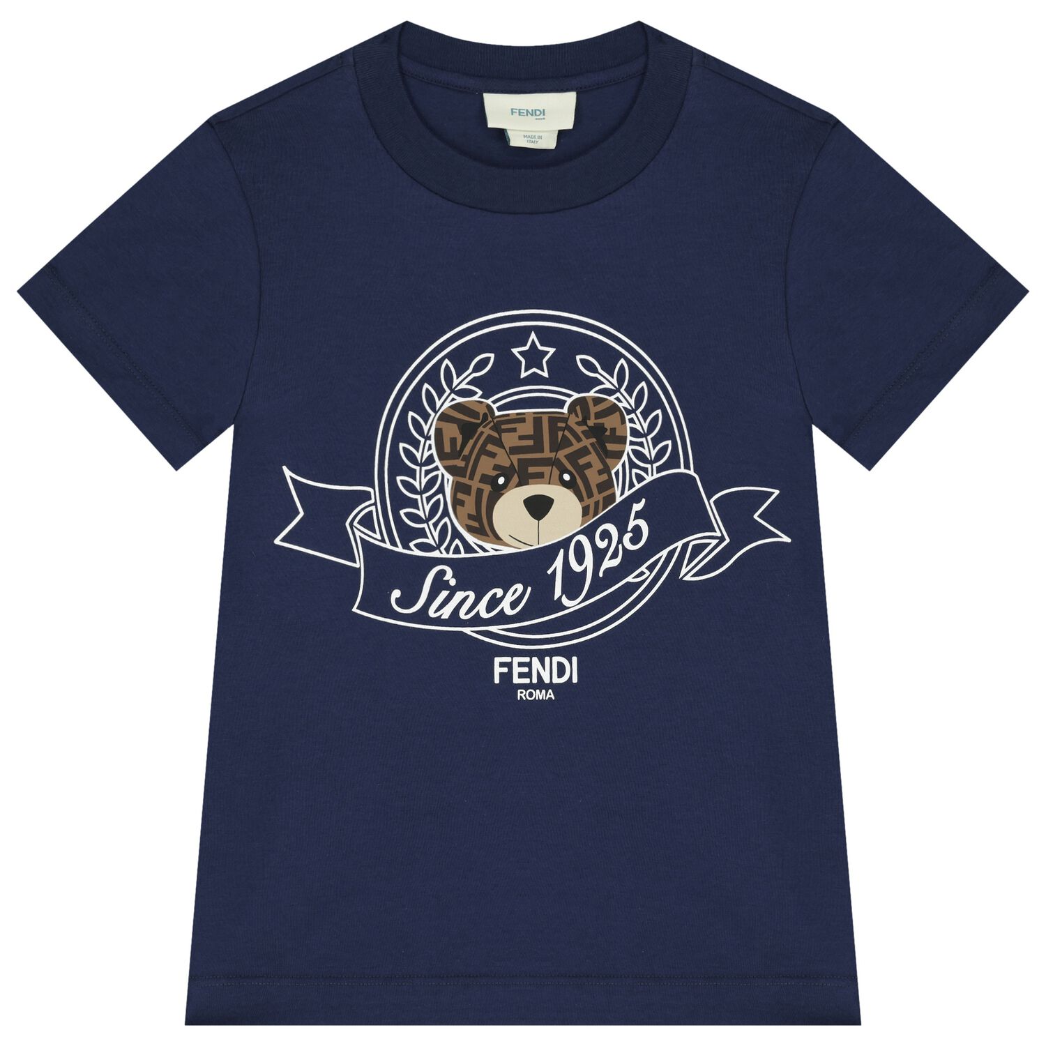 Boys Navy Blue Teddy Logo T-Shirt, 1, hi-res