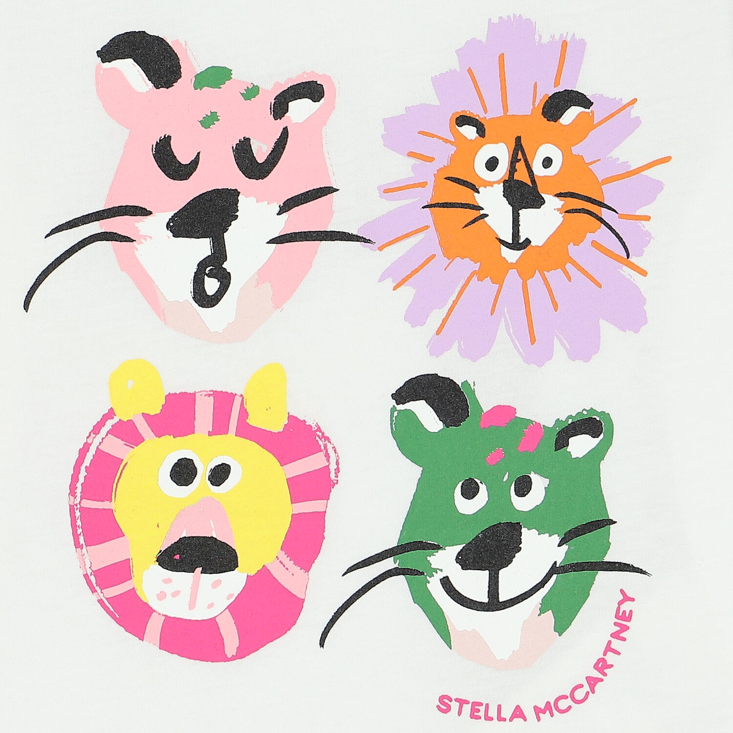 تيشيرت بطبعة حيوانات باللون الابيض للبنات, 1, hi-res