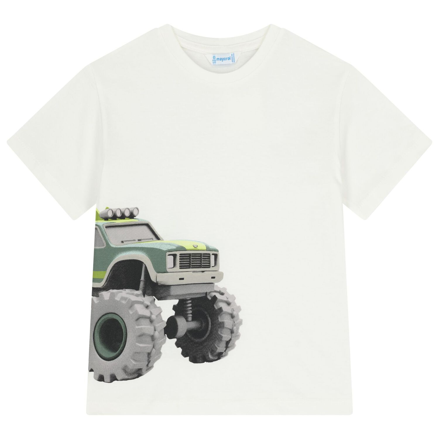 طقم أولاد شورت بالشعار باللون العاجي والأخضر, 1, hi-res