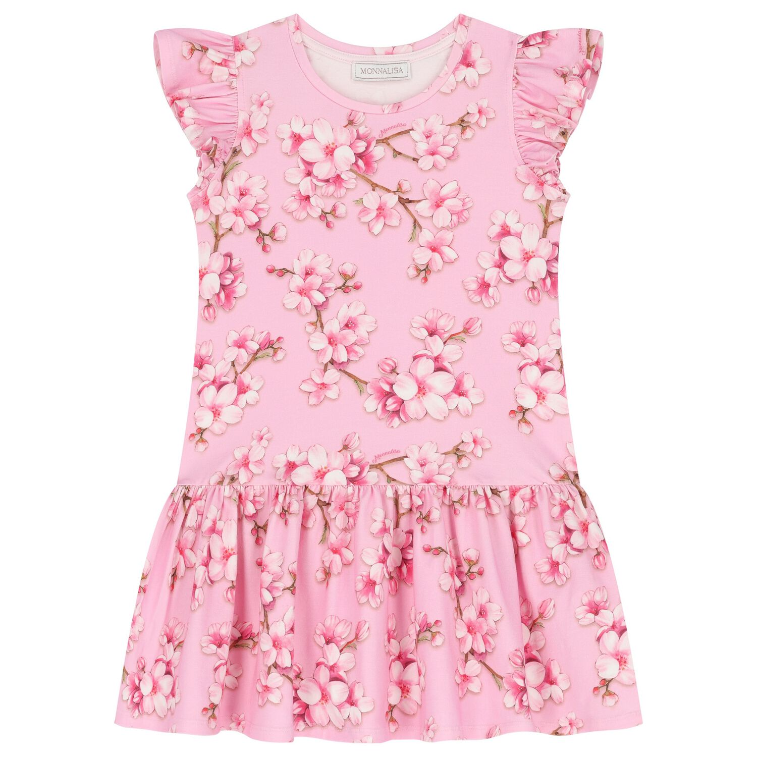 Girls Pink Logo Cherry Blossom Dress, 1, hi-res