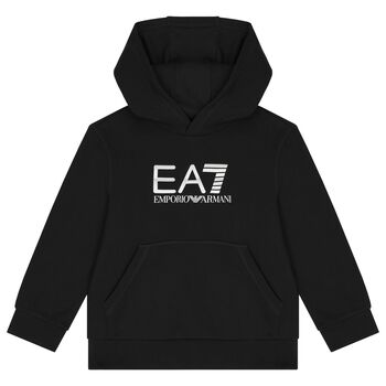 Boys Black Logo Hooded Top