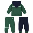 Younger Boys Navy & Green 3 Piece Tracksuit, 1, hi-res