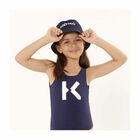 Girls Navy Blue Logo Swimsuit, 1, hi-res