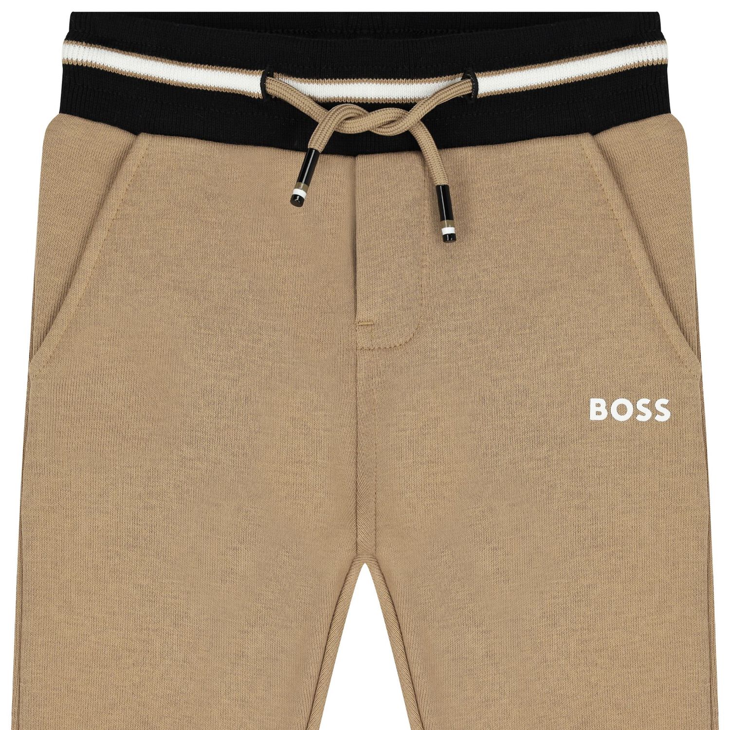 Younger Boys Beige Logo Joggers, 2, hi-res