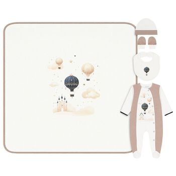 Ivory & Beige Balloon Babygrow Gift Set
