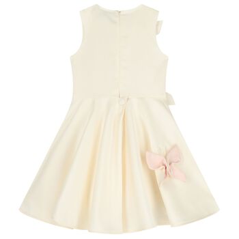 Girls Ivory Butterfly Satin Dress