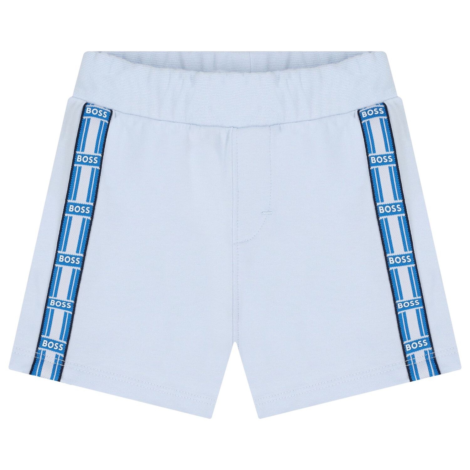 Baby Boys White & Blue Logo Shorts Set, 1, hi-res