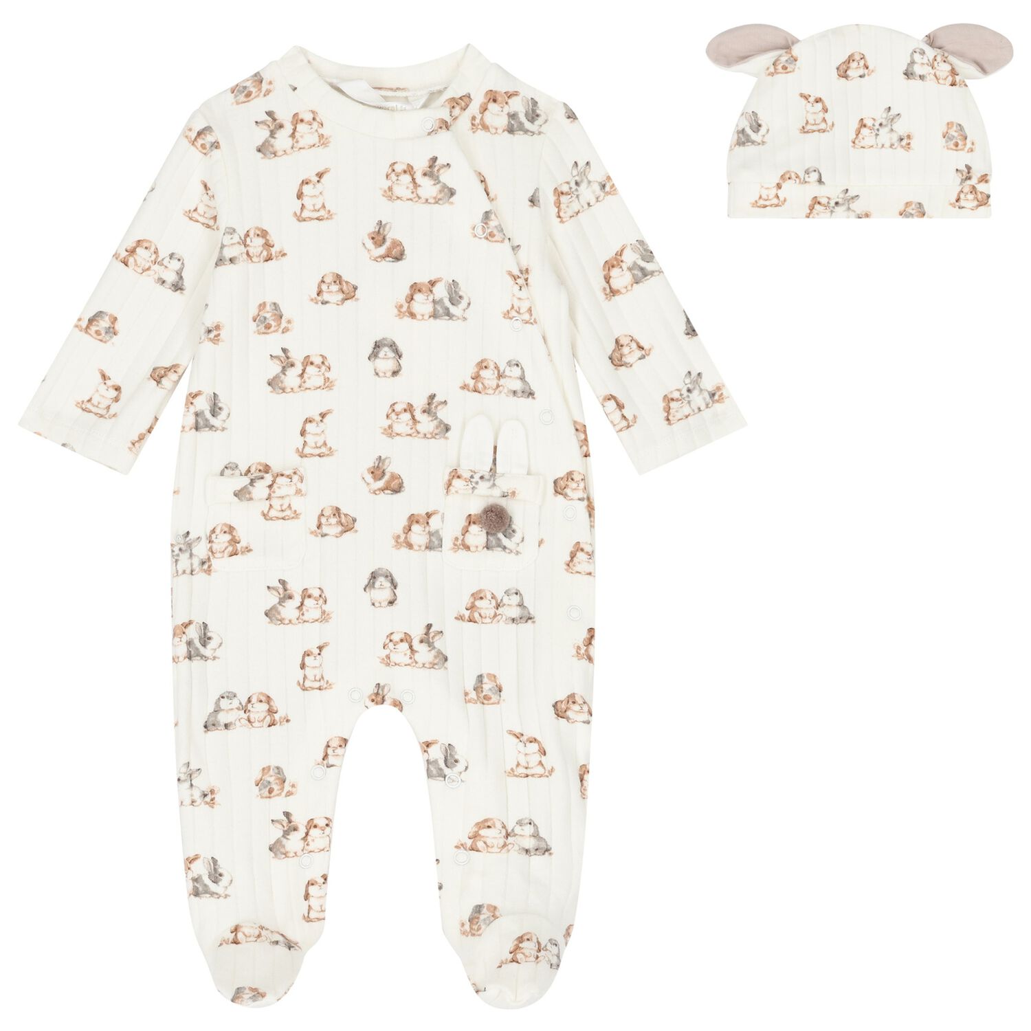 Ivory Bunny Babygrow Set, 1, hi-res