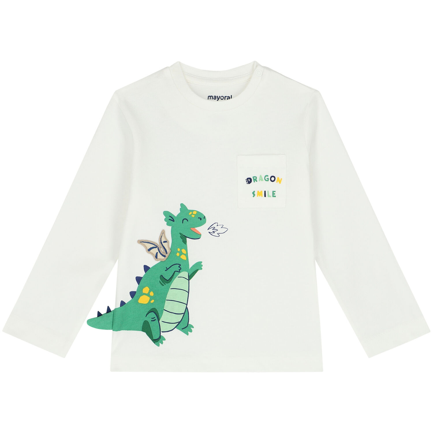 Younger Boys Ivory Dinosaur Long Sleeve Top, 1, hi-res image number null