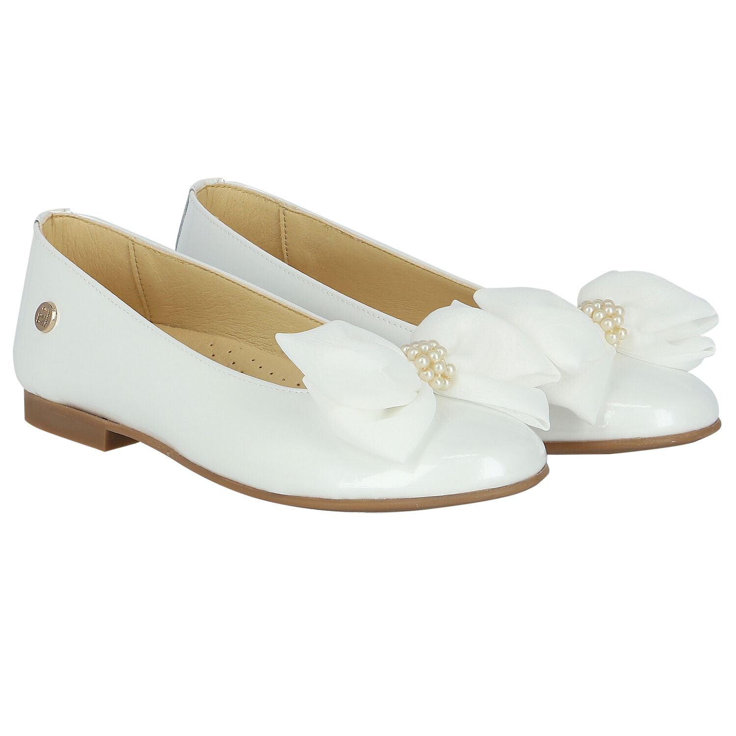 Girls White Ballerina Bow Shoes, 1, hi-res image number null
