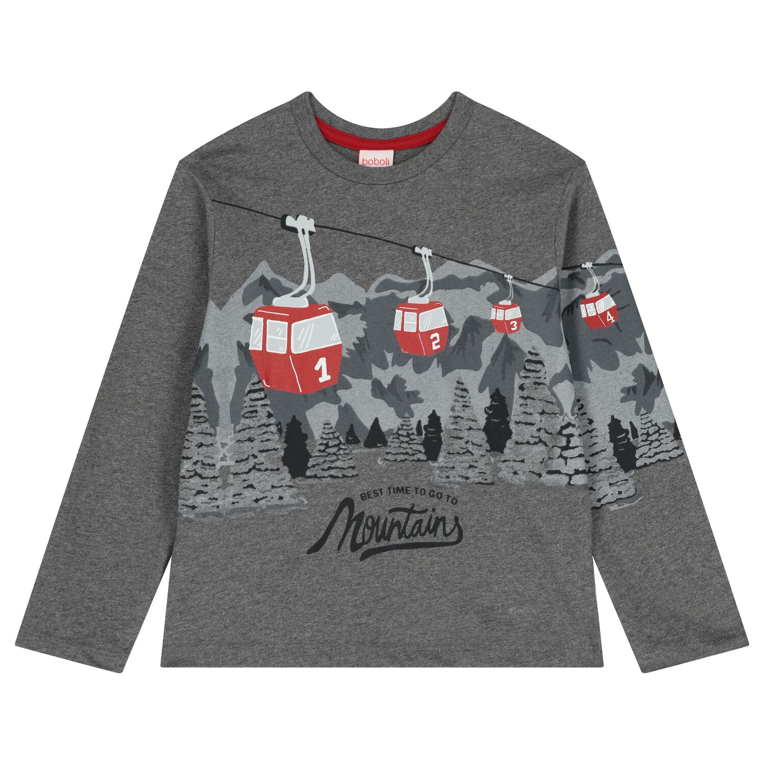 Boys Grey Mountain Long Sleeve Top, 1, hi-res