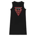 Girls Black Logo Dress, 2, hi-res