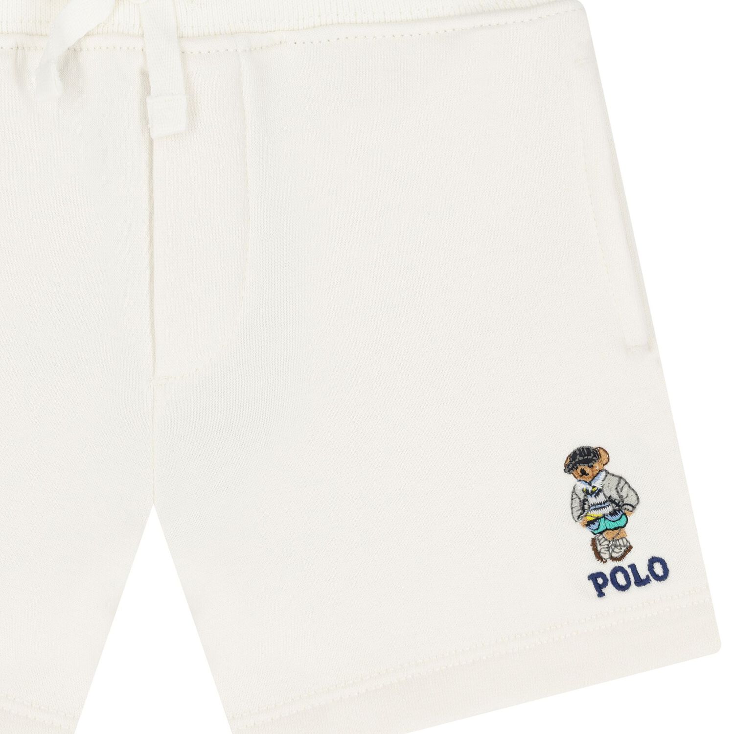 Baby Boys Ivory Jersey Polo Bear Shorts, 1, hi-res